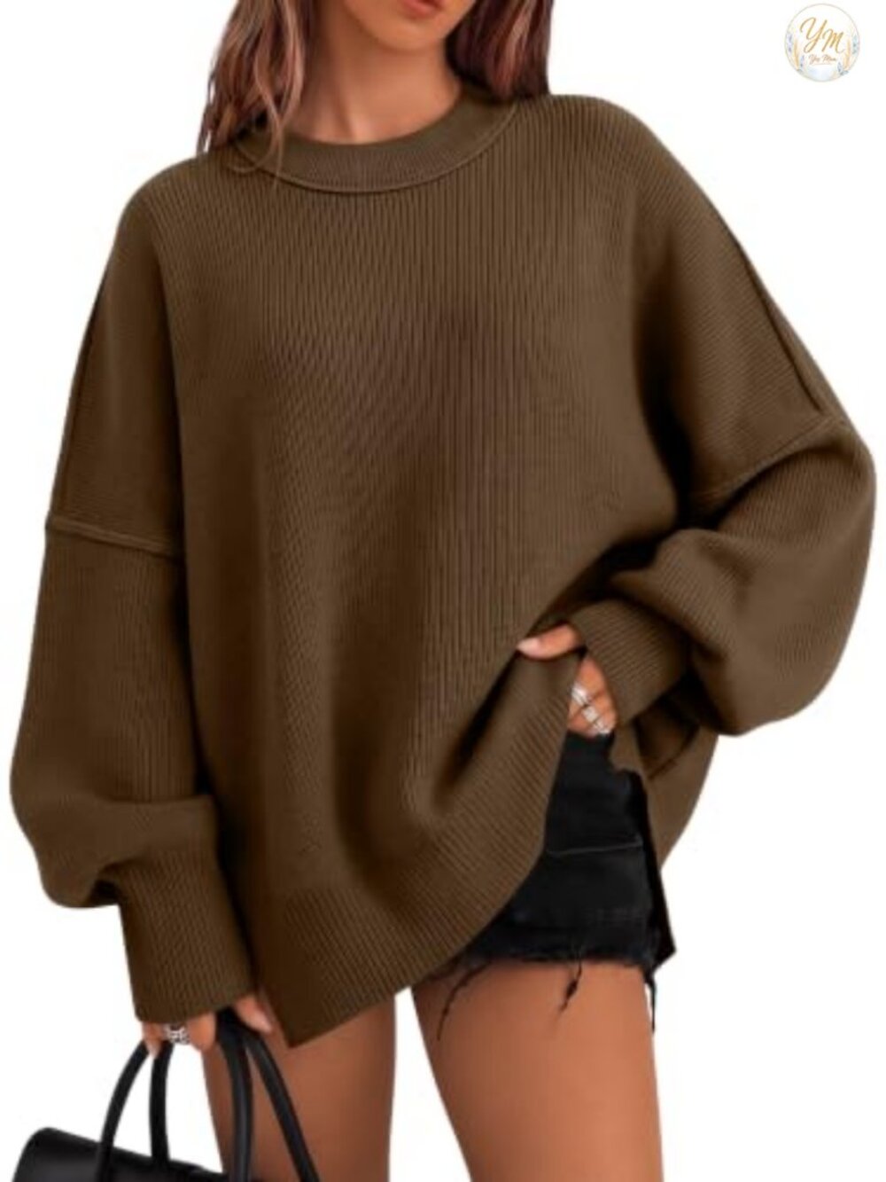 Oversized Crewneck Long Sleeve Sweater Pullover Tunic Top for Leggings Fall
